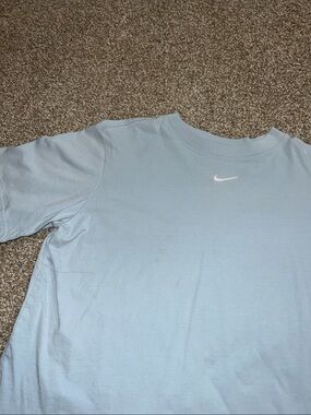 Oversized XS Nike Light Blue Crewneck Tee with White Swoosh